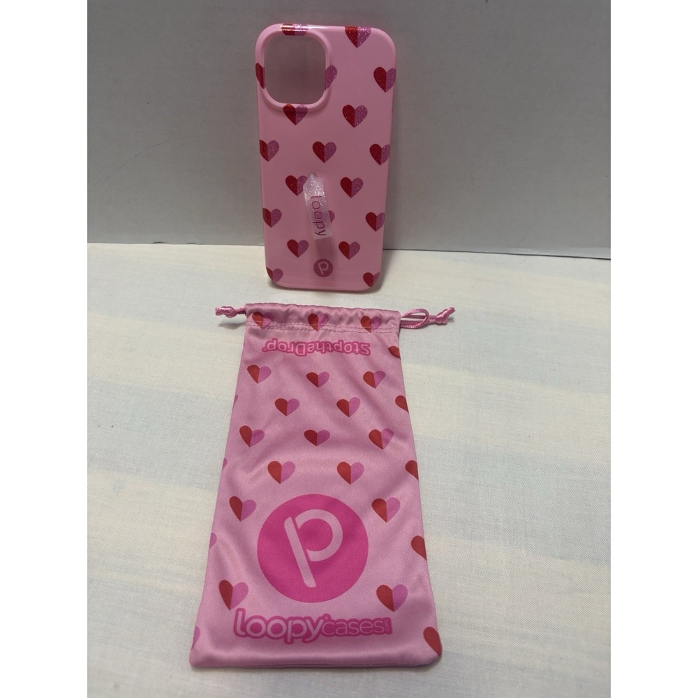 Loopy Phone Case For iPhone Righty (6.1" Screen - Regular) Red/Pink heart W/ Bag
